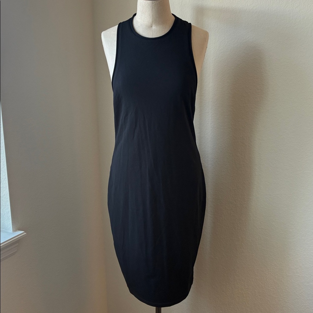 Tobi Black Cotton Tank Dress Cover-Up Racerback Minimalist Capsule Basic Sz S